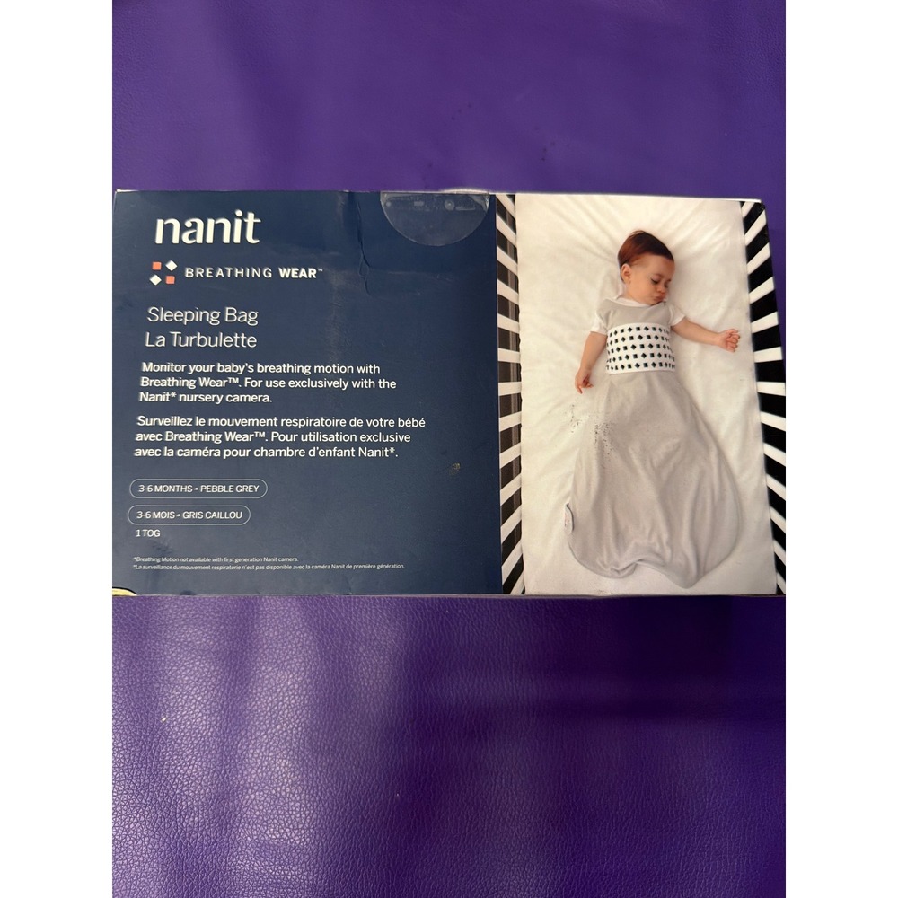 Nanit Breathing Wear Sleeping Bag Pebble Grey 3-6 Months 1.0 TOG Sleep Sack